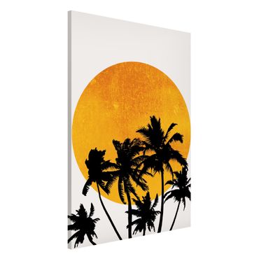 Tablica magnetyczna - Palmy na tle złotego słońca
