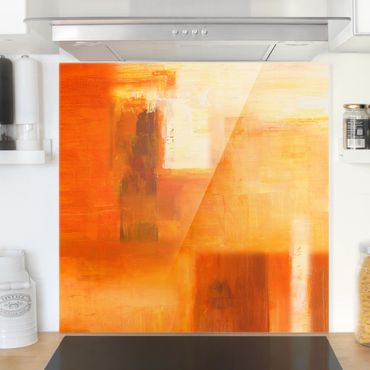 Panel szklany do kuchni - Kompozycja w kolorach pomarańczowym i brązowym 02