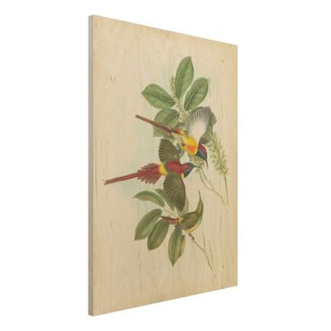 Obraz z drewna - Ilustracja w stylu vintage Ptaki tropikalne III