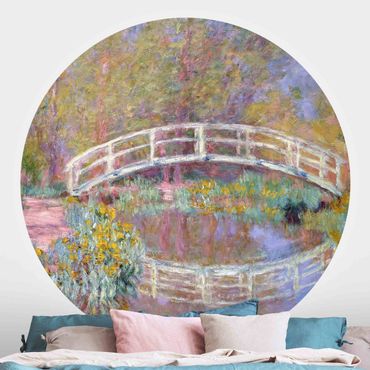 Okrągła tapeta samoprzylepna - Claude Monet - Most Moneta w ogrodzie