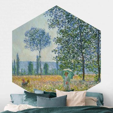 Sześciokątna tapeta samoprzylepna - Claude Monet - Pola na wiosnę