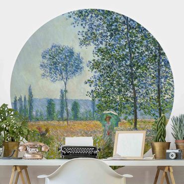Okrągła tapeta samoprzylepna - Claude Monet - Pola na wiosnę