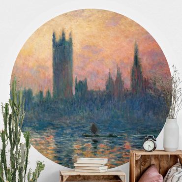 Okrągła tapeta samoprzylepna - Claude Monet - Zachód słońca w Londynie