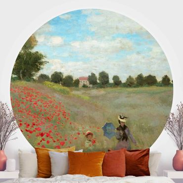 Okrągła tapeta samoprzylepna - Claude Monet - Pole maków w pobliżu Argenteuil