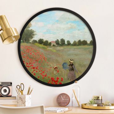Okrągły obraz w ramie - Claude Monet - Poppy Field At Argenteuil