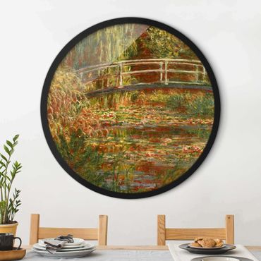 Okrągły obraz w ramie - Claude Monet - Waterlily Pond And Japanese Bridge (Harmony In Pink)