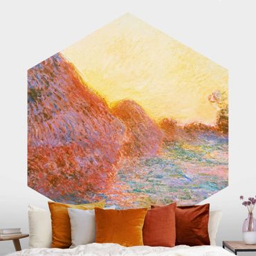 Sześciokątna tapeta samoprzylepna - Claude Monet - Straw Ricks