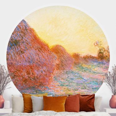 Okrągła tapeta samoprzylepna - Claude Monet - Straw Ricks
