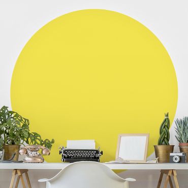 Okrągła tapeta samoprzylepna - Kolor żółty cytrynowy