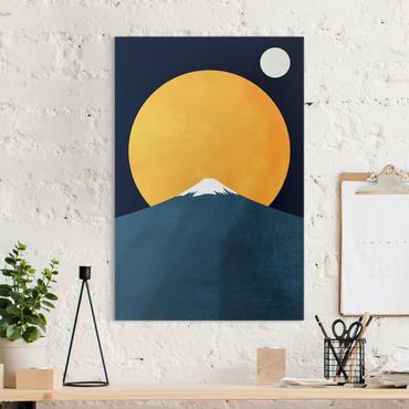 Obraz na płótnie - Słońce, księżyc i góry