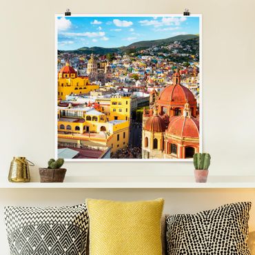 Plakat - Kolorowe domy Guanajuato