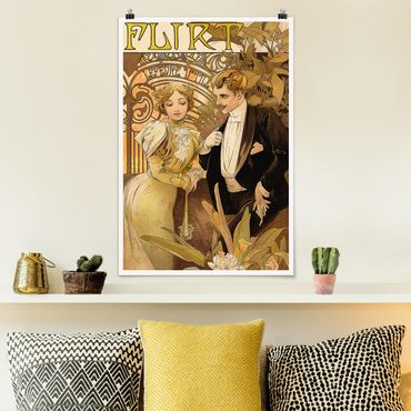 Plakat - Alfons Mucha - Plakat reklamowy ciastek Flirt