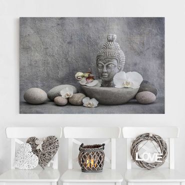 Obraz na płótnie - Budda Zen, orchidee i kamienie
