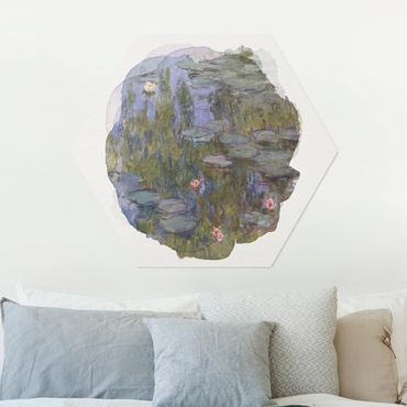 Obraz heksagonalny z Alu-Dibond - Akwarele - Claude Monet - Lilie wodne (Nympheas)