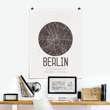 Plakat - Mapa miasta Berlin - Retro