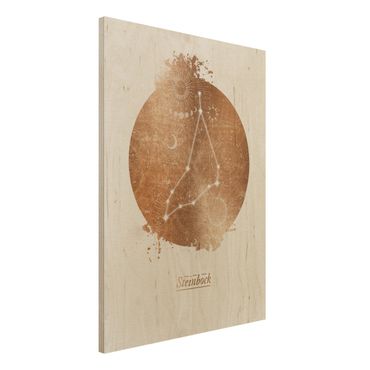 Obraz z drewna - Znak zodiaku Koziorożec Złoto