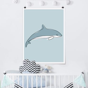 Plakat - Dolphin Line Art