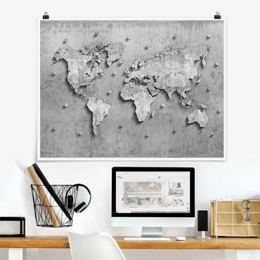 Plakat - Mapa świata z betonu