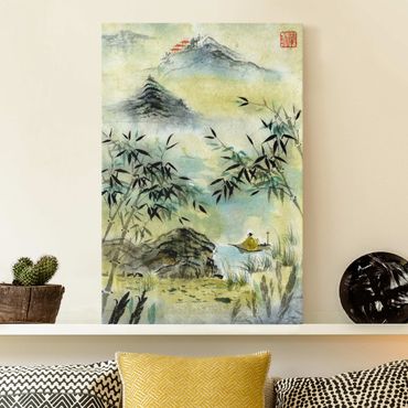 Obraz na płótnie - Japoński rysunek akwarelą Las bambusowy