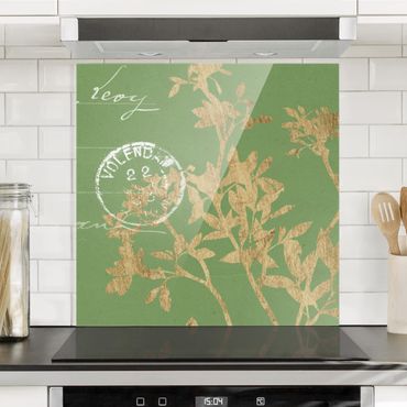 Panel szklany do kuchni - Złote liście na Lind II