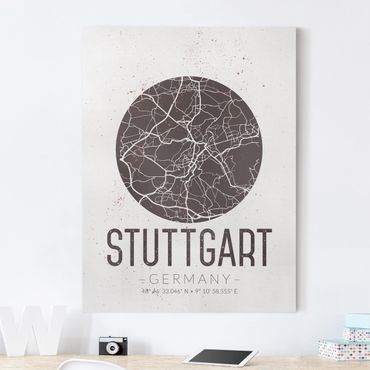 Obraz na płótnie - Mapa miasta Stuttgart - Retro