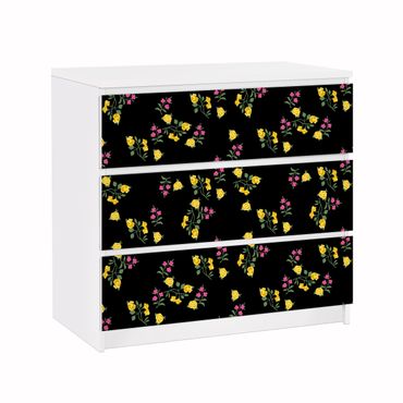 Okleina meblowa IKEA - Malm komoda, 3 szuflady - Wzór "Mille fleurs