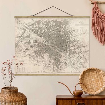 Plakat z wieszakiem - Mapa miasta w stylu vintage Paryż