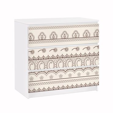 Okleina meblowa IKEA - Malm komoda, 3 szuflady - Indyjski wzór powtarzający się