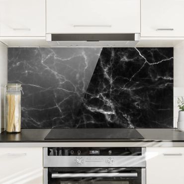 Panel szklany do kuchni - Nero Carrara