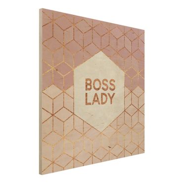 Obraz z drewna - Boss Lady Hexagons Pink