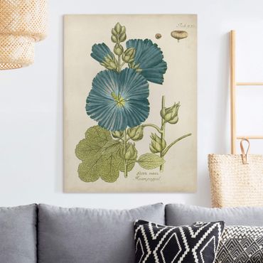 Obraz na płótnie - Botanika w stylu vintage z topolą z niebieską różą