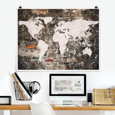 Plakat - Stara ścienna mapa świata