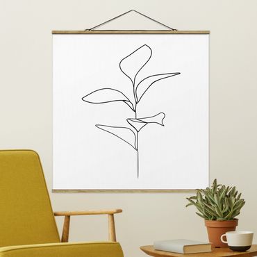 Plakat z wieszakiem - Line Art Liście roślin Czarne Białe