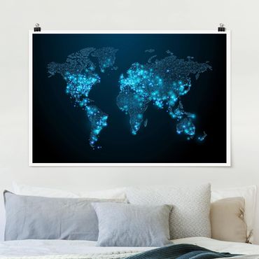 Plakat - Połączony świat Mapa świata