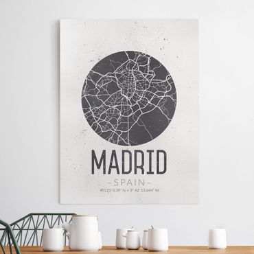 Obraz na płótnie - Mapa miasta Madryt - Retro