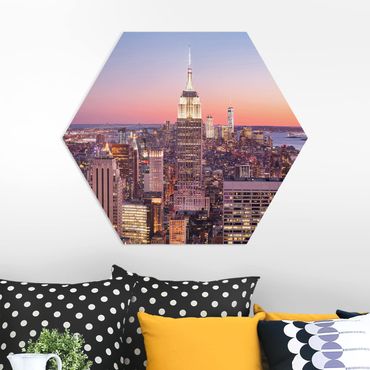 Obraz heksagonalny z Forex - Zachód słońca Manhattan Nowy Jork