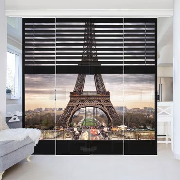 Zasłony panelowe zestaw - Zasłony widokowe na okno - Wieża Eiffla Paryż