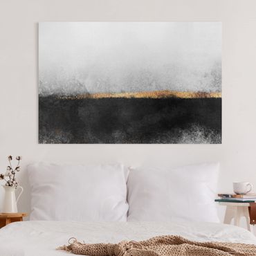 Obraz na płótnie - Abstrakcja Złoty horyzont czarno-biały