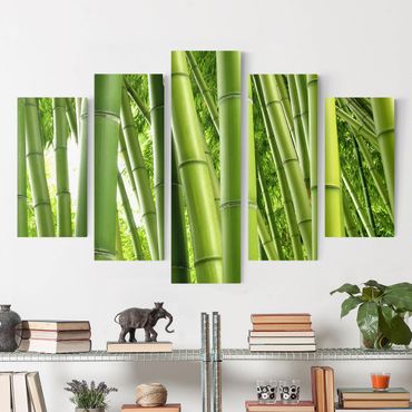 Obraz na płótnie 5-częściowy - Drzewa bambusowe