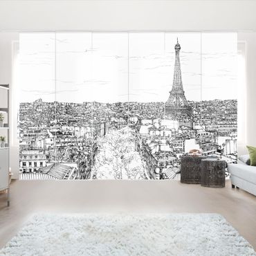 Zasłony panelowe zestaw - Studium miasta - Paryż