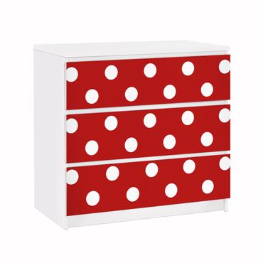 Okleina meblowa IKEA - Malm komoda, 3 szuflady - Nr DS92 Dot Design Girly Red