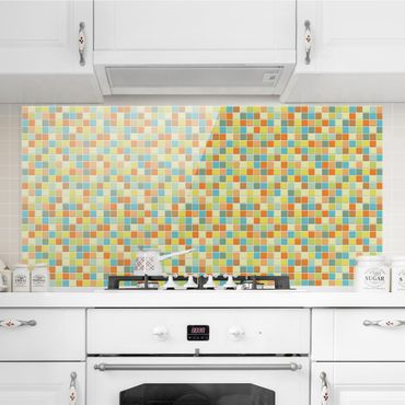 Panel szklany do kuchni - Zestaw letni płytek mozaikowych