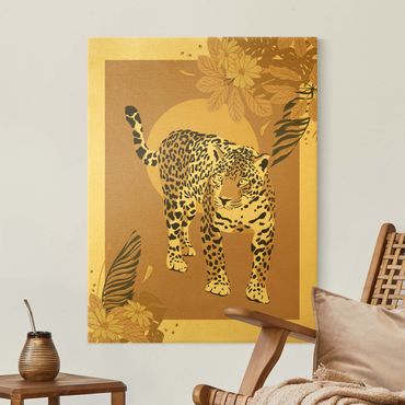 Złoty obraz na płótnie - Zwierzęta safari - Lampart