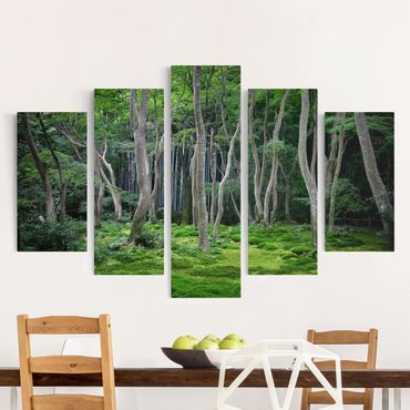 Obraz na płótnie 5-częściowy - Las japoński