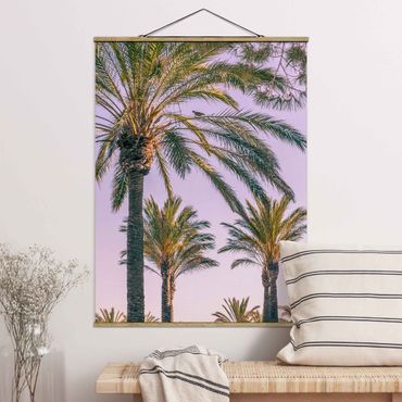 Plakat z wieszakiem - Palmy w promieniach zachodzącego słońca