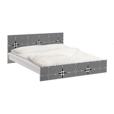 Okleina meblowa IKEA - Malm łóżko 180x200cm - Abstrakcyjny ornament czarno-biały