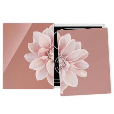 Szklana płyta ochronna na kuchenkę - Dahlia Beigerot różowa