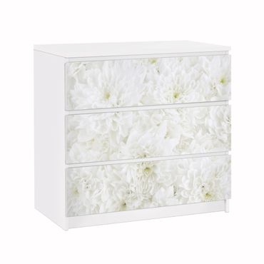 Okleina meblowa IKEA - Malm komoda, 3 szuflady - Dahlie Morze kwiatów białe