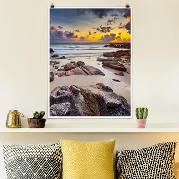Plakat - Wschód słońca na plaży w Tajlandii