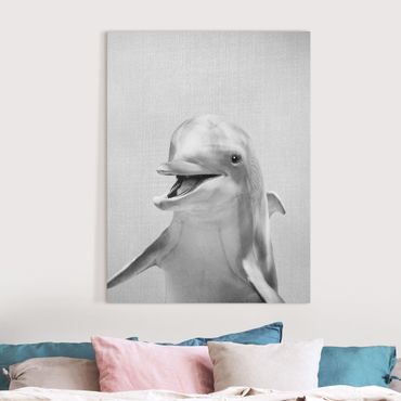 Obraz na płótnie - Dolphin Diddi Black And White - Format pionowy 3:4